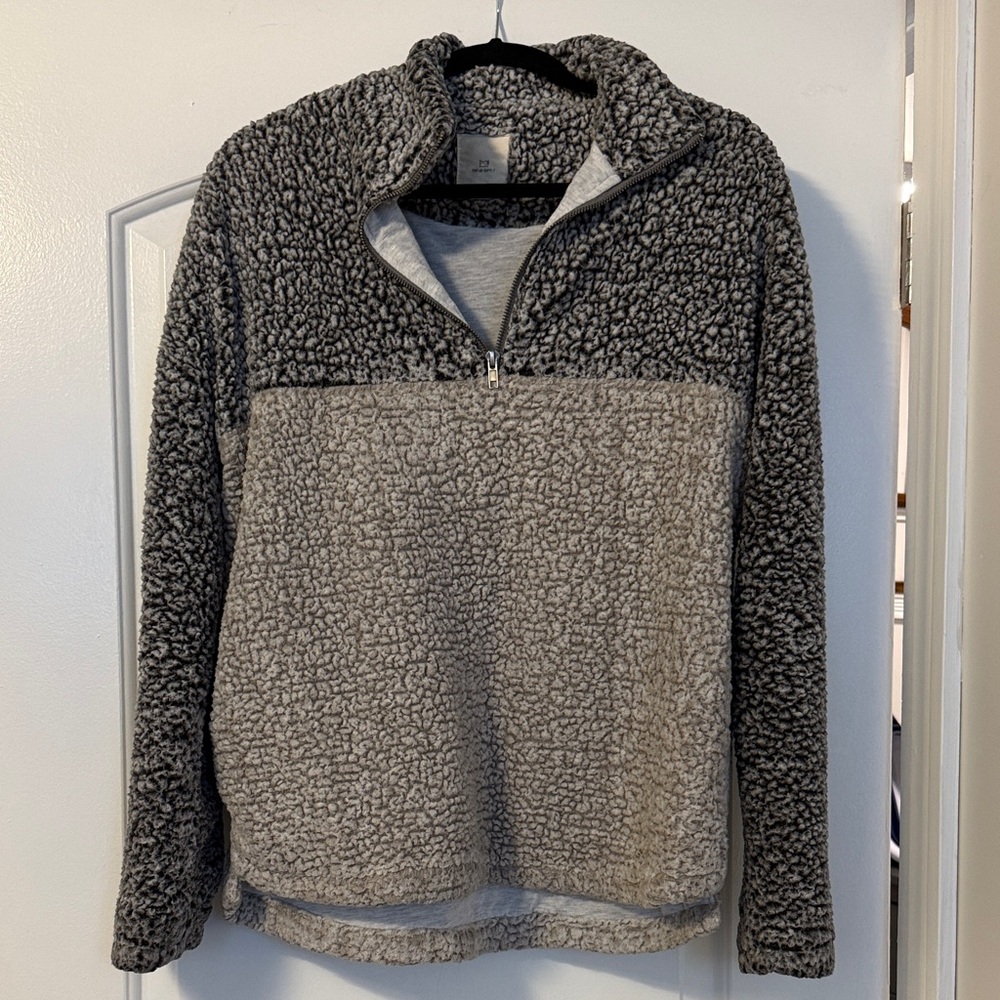 Cozy Gray Sherpa quarter zip